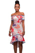 Sexy Samba Floral Multi-color Print High-low Dress